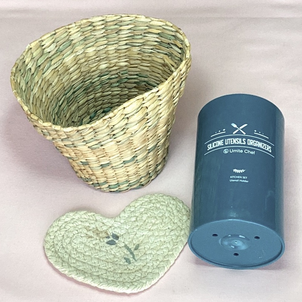 FINAL SALE PRICE Basket, Utensil Caddy & Trivet Set